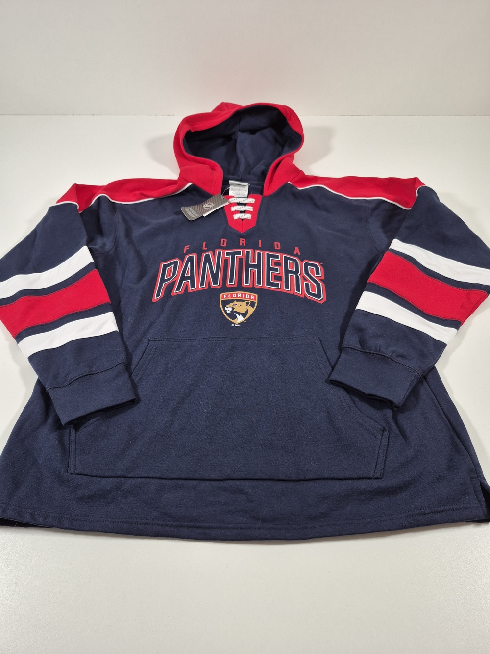 Florida Panthers Hoodie Mens Large Blue NHL Hockey Lace Up Pullover Sweatshirt